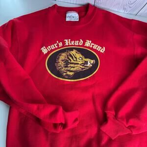 Vintage Sweatshirt Small Red Boars Head Brand Made in USA Genus